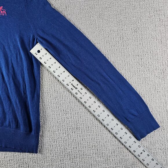 Abercrombie and Fitch Sweater Mens Large Muscle V Neck‎ Blue Long Sleeve Cotton - Picture 8 of 9
